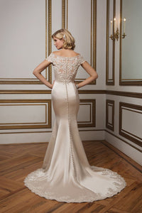 Justin Alexander Luxe Charmeuse and Lace Gown