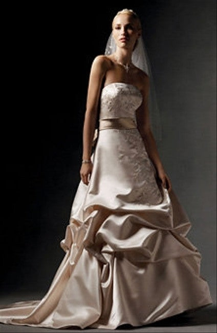 Oleg Cassani Ivory Satin Strapless Wedding Gown